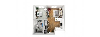 bedroom floor plan an opens concept living space with wood flooring and a balcony