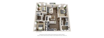 The Vanworth 3D. 3 bedroom apartment. Kitchen with bartop open to living/dinning room. 2 full bathrooms, double vanity & shower stall in master. Walk-in closets. Patio.