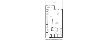 a floor plan of a studio apartment with a bedroom and a living room