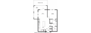 a floor plan of a house with a bedroom and a living room