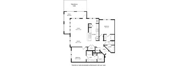 A black and white image of a floor plan for a fenced-in yard.