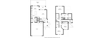 A floor plan of a house with two bedrooms, a living room, a kitchen, a bathroom, a dining area, a pantry, a cloakroom, and a garage.