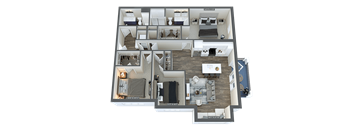 3d floor plan of a 2100 sq ft home