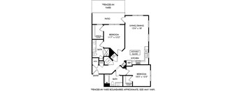 A black and white image of a floor plan for a fenced-in yard.
