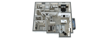 a 3d floor plan of a house with a bedroom and a bathroom