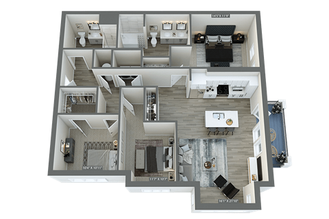 a 3d floor plan of a house with a bedroom and a bathroom