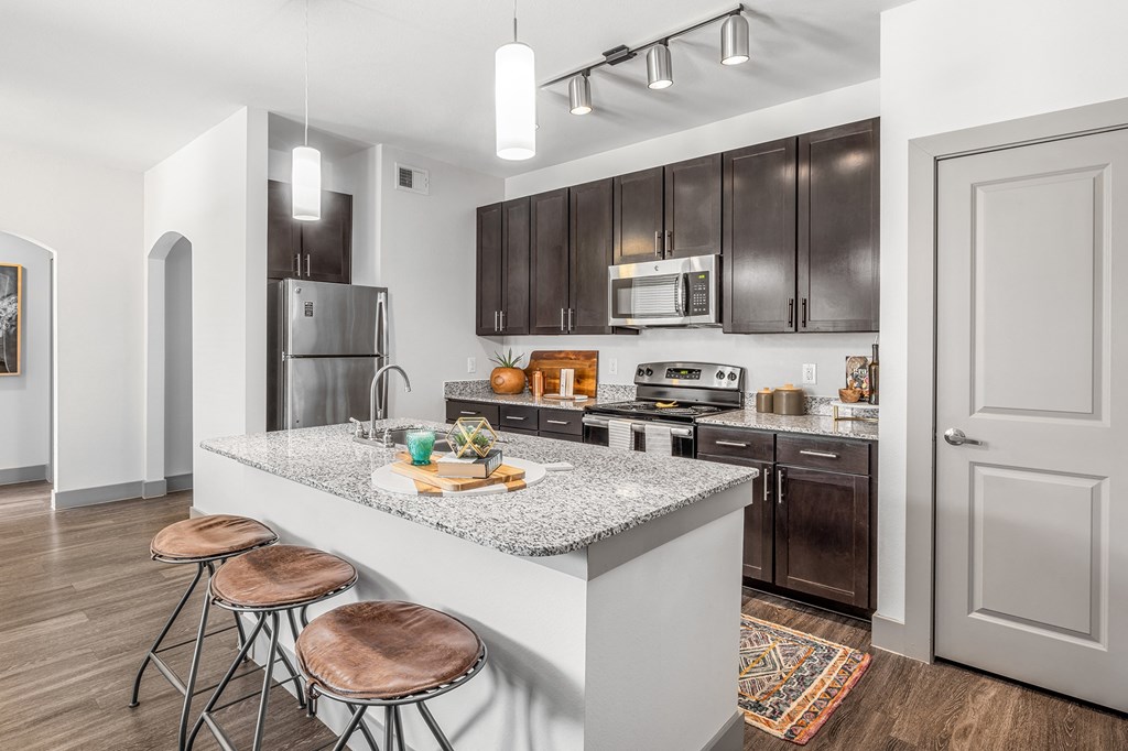 kitchen with stainless steel appliances.