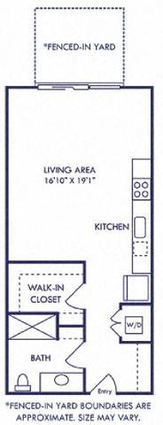 floor plan of a small house with a bathroom and a kitchen