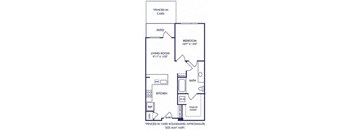 the floor plan of a small house with a kitchen and a living room