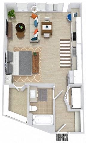 a floor plan of a house with a bedroom and a bathroom