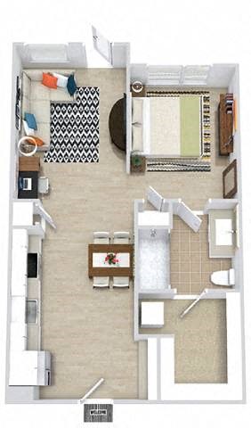 a floor plan of a house with a bedroom and a living room