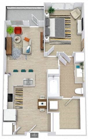 a floor plan of a house with a bedroom and a living room