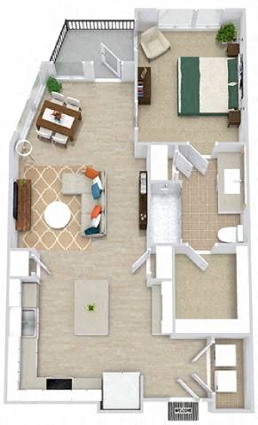 a floor plan of a house with a bedroom and a living room