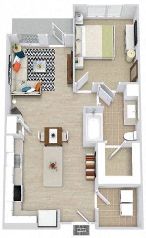 a floor plan of a house with a bedroom and a living room
