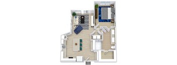 a floor plan of a house with a bedroom and a living room