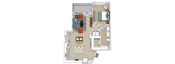 a floor plan of a house with a bedroom and a living room