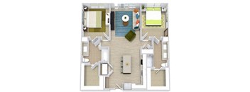 a floor plan of a house with a bedroom and a living room