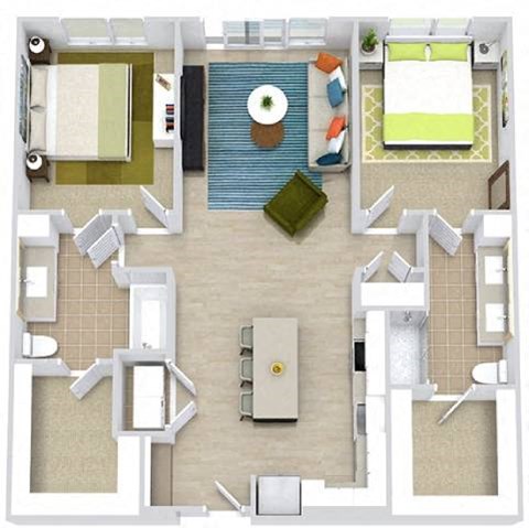 a floor plan of a house with a bedroom and a living room