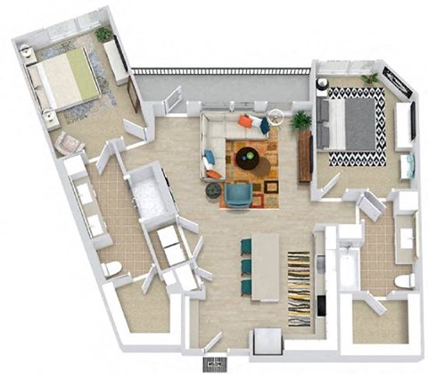 a floor plan of a house with a bedroom and a living room