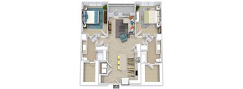 a floor plan of a house with a bedroom and a living room