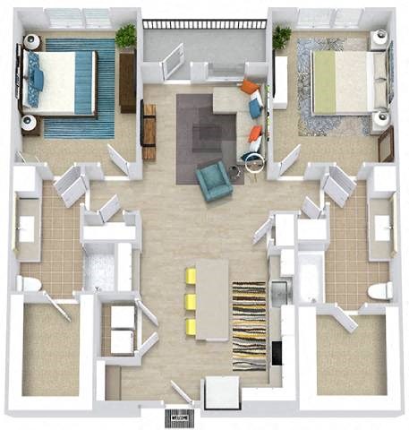 a floor plan of a house with a bedroom and a living room