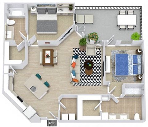 a floor plan of a house with a bedroom and a living room