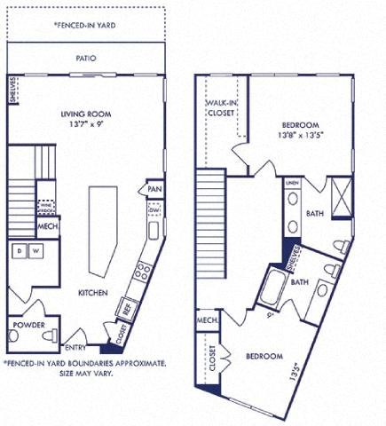 two floor plans of a house with different floors