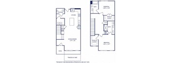 two floor plan of a house with two bedrooms and two bathrooms
