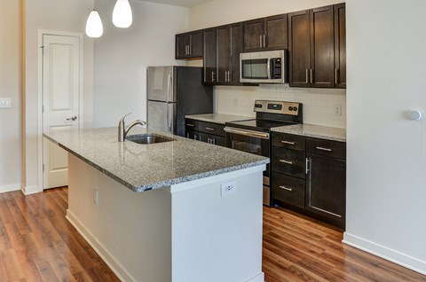 Kitchen with a granite counter top  at The View at Old City, Philadelphia