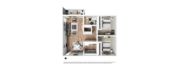 Two Bed One Bath - B1 Floor Plan at Broadmoor Springs, Colorado Springs, CO, 80906
