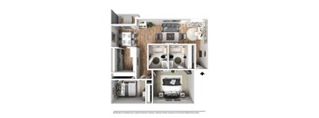 Two Bed Two Bath - B2 Floor Plan at Broadmoor Springs, Colorado Springs, CO, 80906