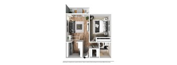 One Bed One Bath - A1 Floor Plan at Broadmoor Springs, Colorado Springs, CO, 80906