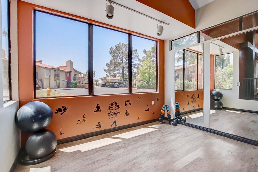 Yoga room at Glen at Mesa Apartments, Mesa, Arizona 85201