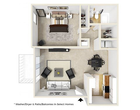 1 bedroom 1 bathroom floor plan at Spyglass Creek, Colorado, 80224