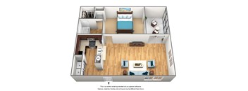 A1 - 1 Bedroom / 1 Bath - 820 Sq. Ft. Floor plan Imageat Lakeside Glen Apartments, Melbourne