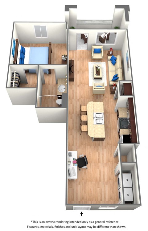 1 Bed 1 Bath Floor Plan at The Dakota, Jupiter, FL