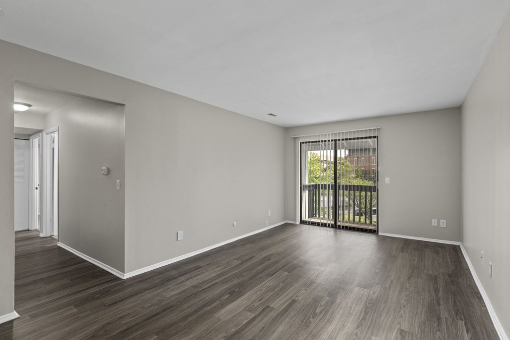 Livingroom with wood style flooring at Creve Coeur, Creve Coeur, MO