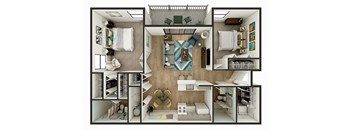 2 bedroom 2 bath floor plan B at Whisper Lake Apartments, Winter Park, FL, 32792
