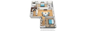 B1 - 2 Bedroom / 2 Bath - 1,065 Sq. Ft. Floor plan Image at Lakeside Glen Apartments, Melbourne