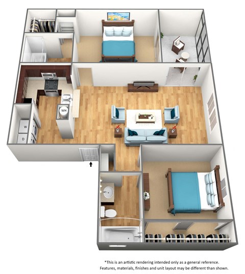 B1 - 2 Bedroom / 2 Bath - 1,065 Sq. Ft. Floor plan Image at Lakeside Glen Apartments, Melbourne
