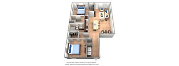 2 Bedroom 2 Bathroom Floor Plan at The Dakota, Jupiter, Florida