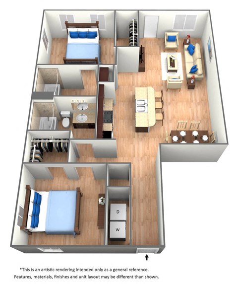 2 Bedroom 2 Bathroom Floor Plan at The Dakota, Jupiter, Florida