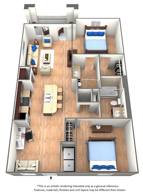 2 Bed 2 Bath Floor Plan at The Dakota, Jupiter, 33458