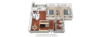 2 Bedroom / 1 Bath - 850 Sq. Ft. Floor Plan Image - B1 at Glen at Hidden Valley, Reno, Nevada