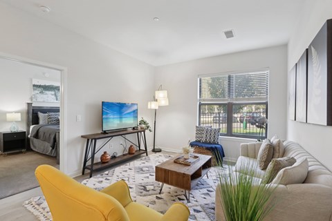 Modern Living room at The View at Old City, Philadelphia, Pennsylvania