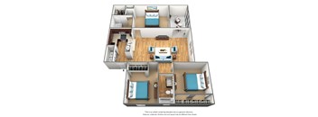 C1 - 3 Bedroom / 2 Bath - 1,185 Sq. Ft. Floor plan Image at Lakeside Glen Apartments, Melbourne