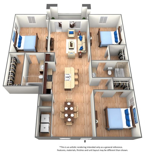 3 bedroom 2 bath Floor Plan at The Dakota, Florida, 33458