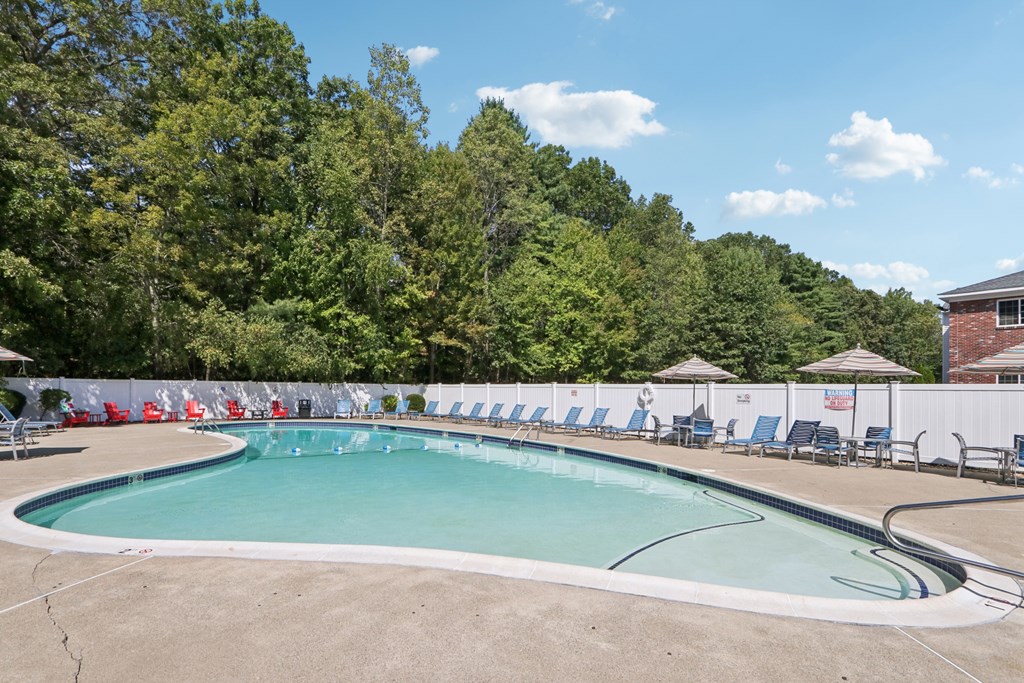 A large outdoor swimming pool at Heritage at the River, New Hampshire, 03102