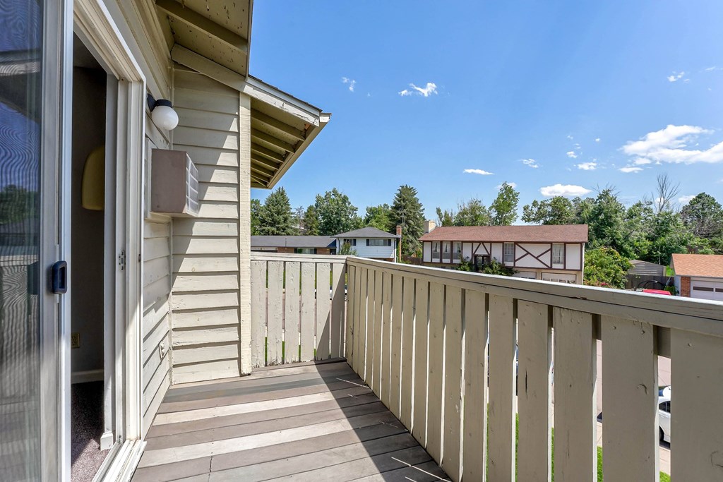 Deck with a view of the neighborhood  at Union Heights Apartments, Colorado Springs, CO