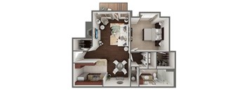Venetian I 1 Bed 1 Bath Floor Plan at Wynfield Trace, Georgia, 30092
